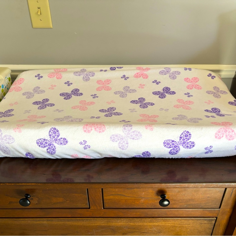 Changing pad cover pink & purple butterflies